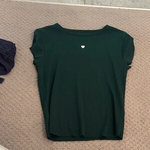Target Forest Green Tee with Heart Accent